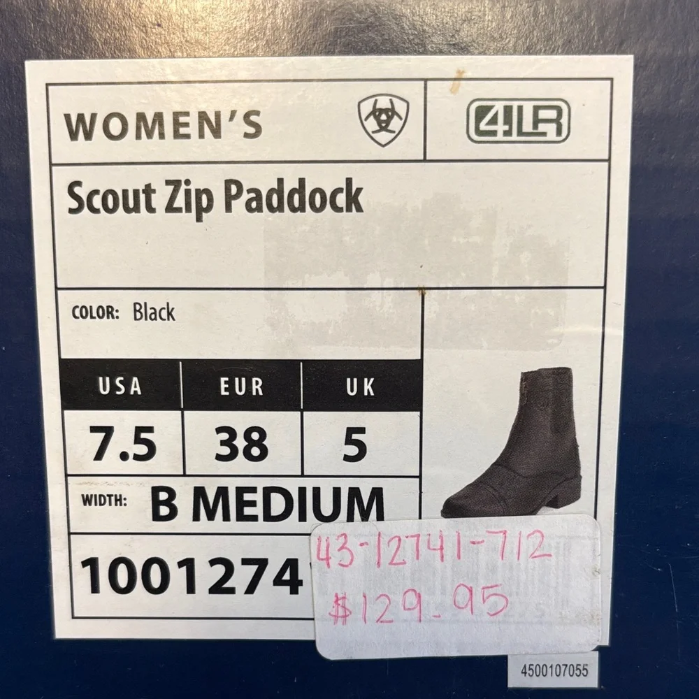 Ariat Women's Black Scout Zip Paddock Boots Greta for lessons, English shows - Picture 2 of 7